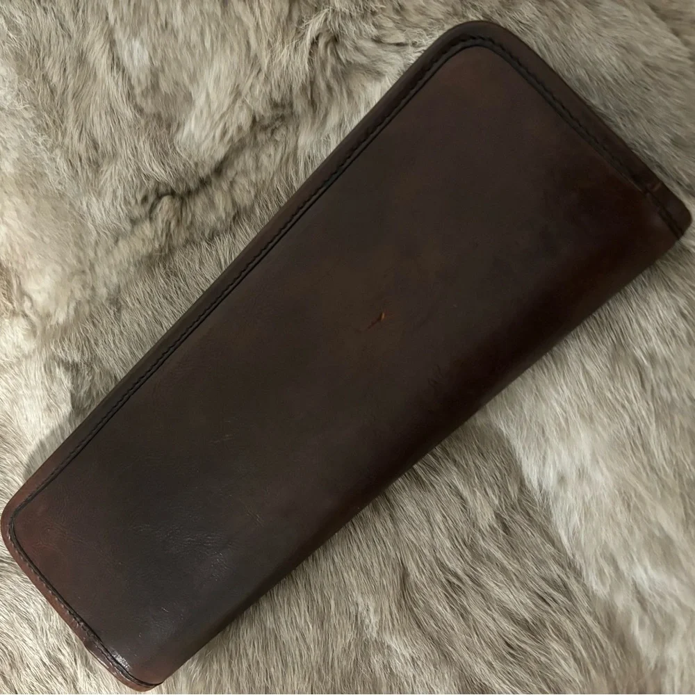 Authentic YSL Calf Hair Brown Leather Clutch Bag Yves Saint Laurent - Picture 10 of 15